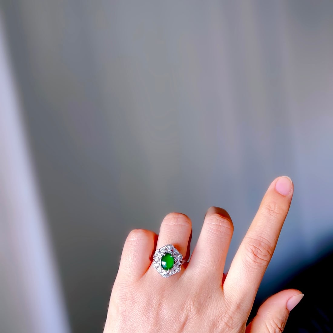 S925 Silver Natural Jadeite Ring - 9