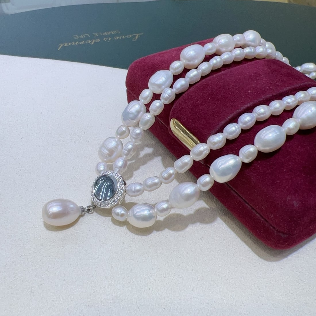 Natural white pearl double-layer necklace - 3
