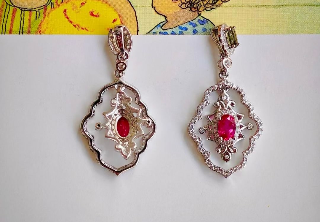 925 Silver Natural Red Tourmaline Pendant - 3