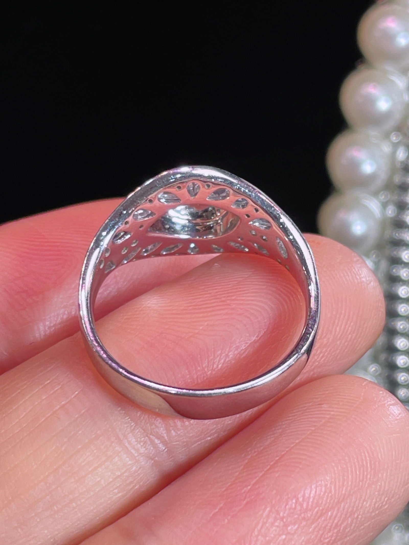 18k full green jadeite freeform ring - 4