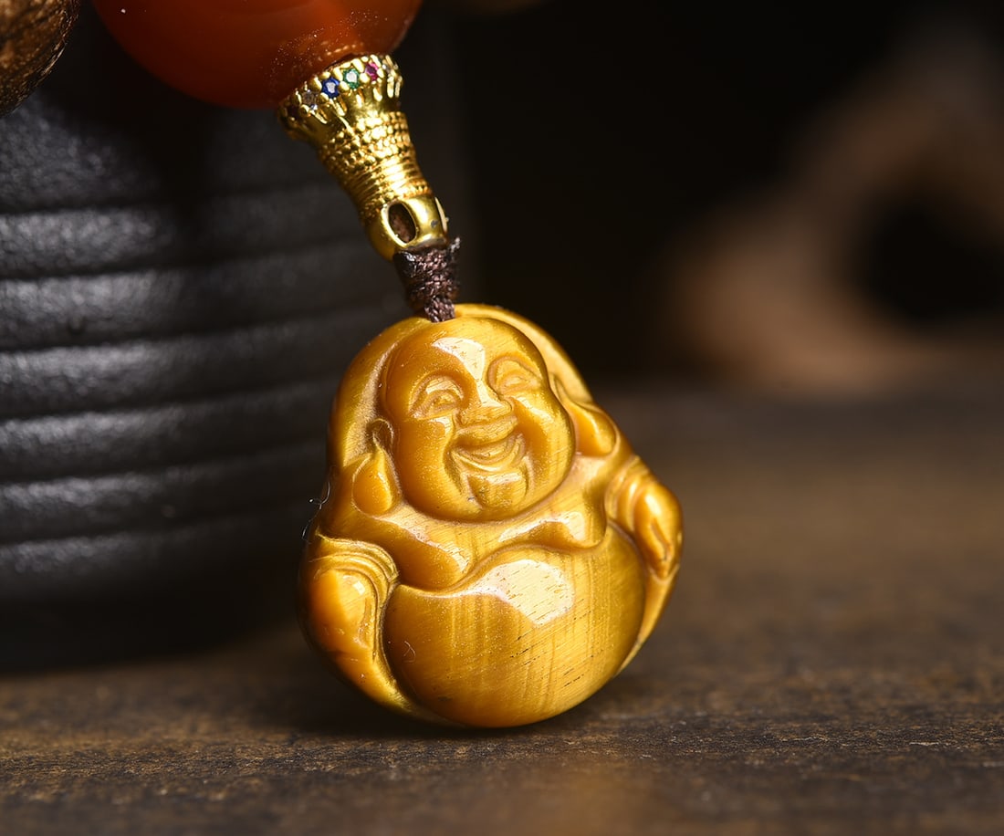 Agarwood Tiger Eye Maitreya Buddha Bracelet - 4