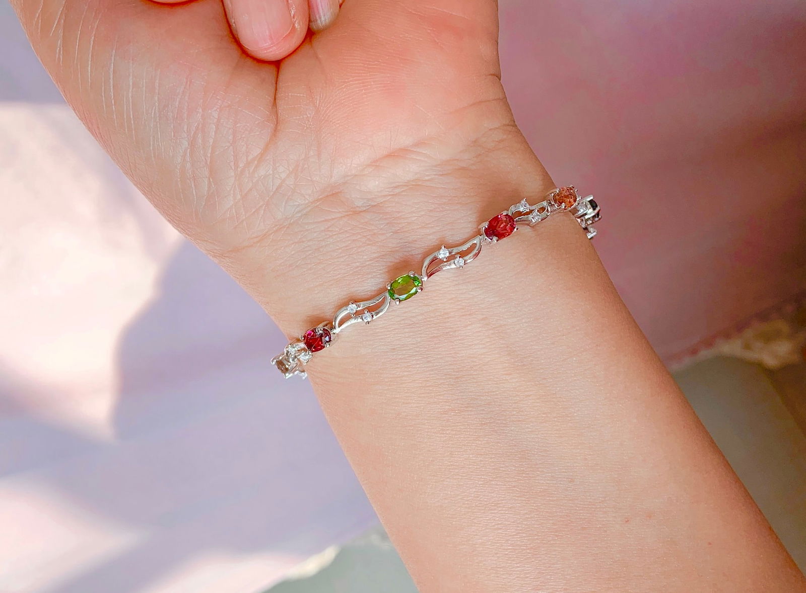 925 Silver Natural Tourmaline Bracelet - 3