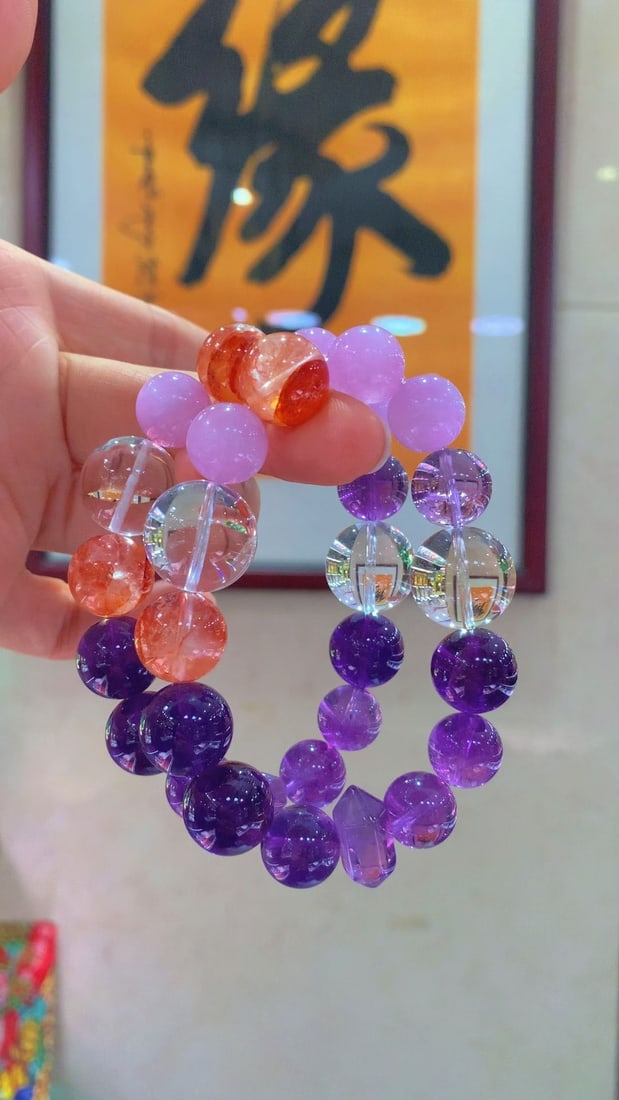 Natural amethyst cat's eye bracelet - 2