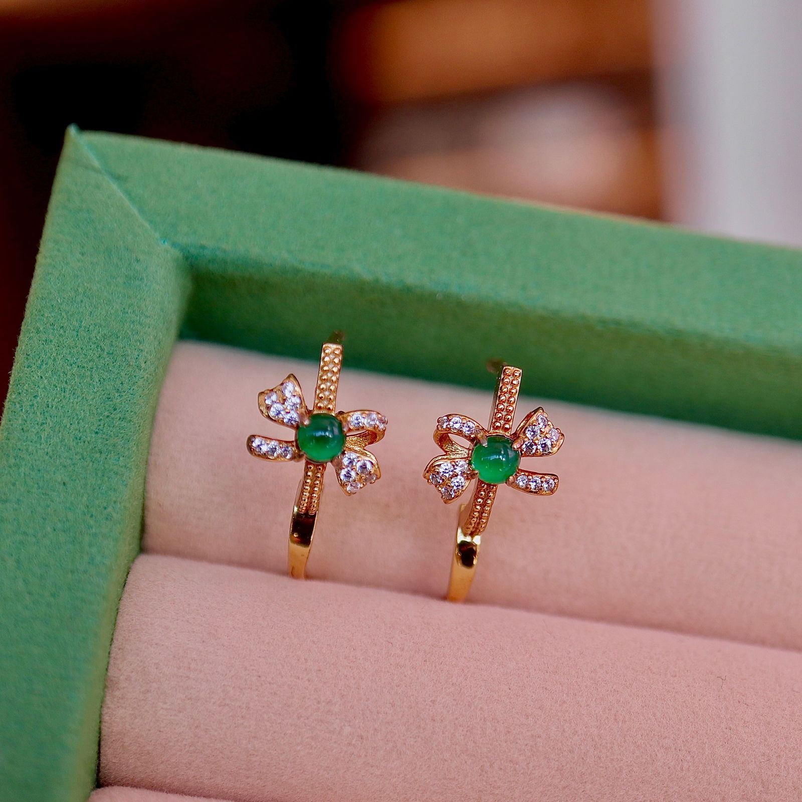 s925 Sterling Silver Natural Jadeite Earrings - 3