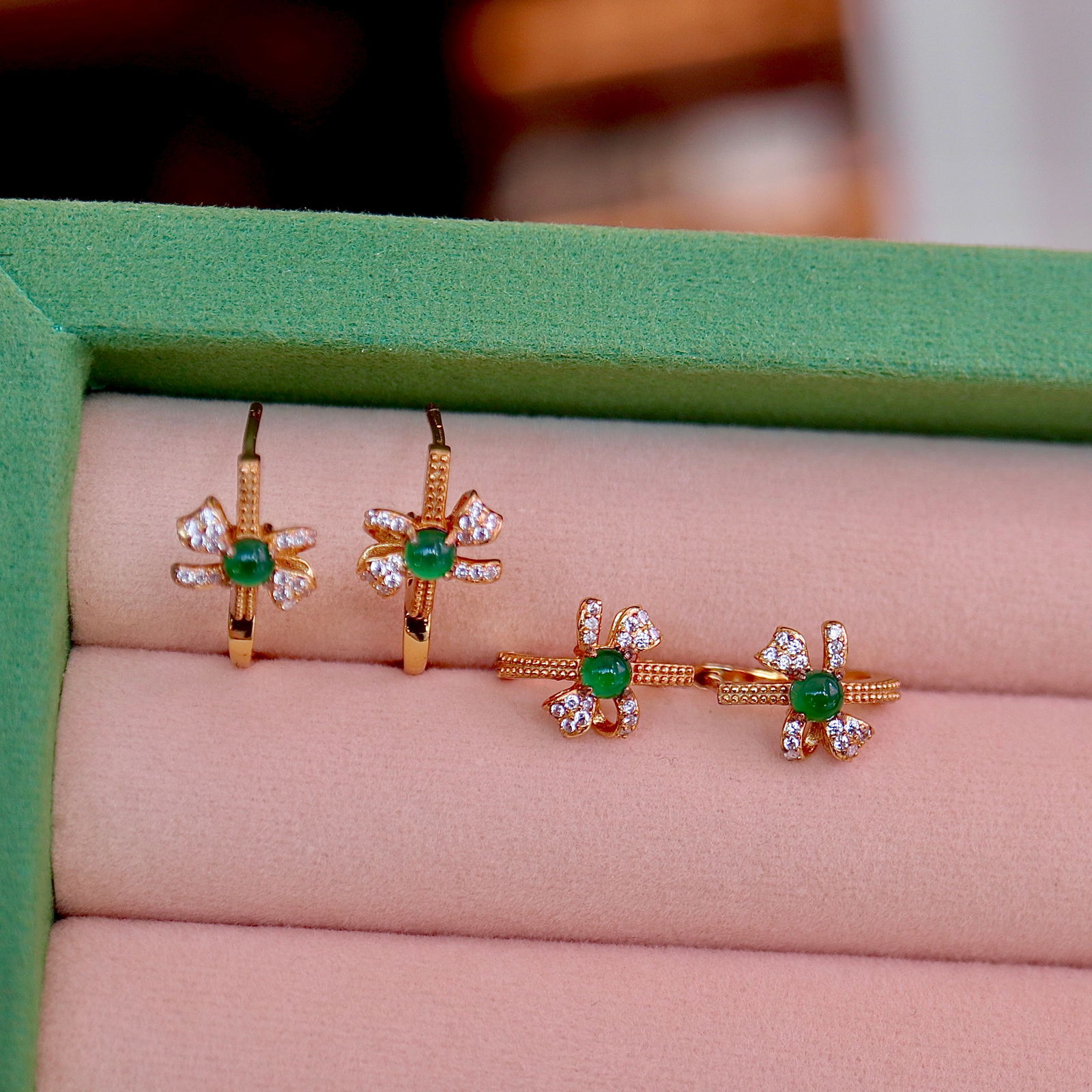 s925 Sterling Silver Natural Jadeite Earrings - 4