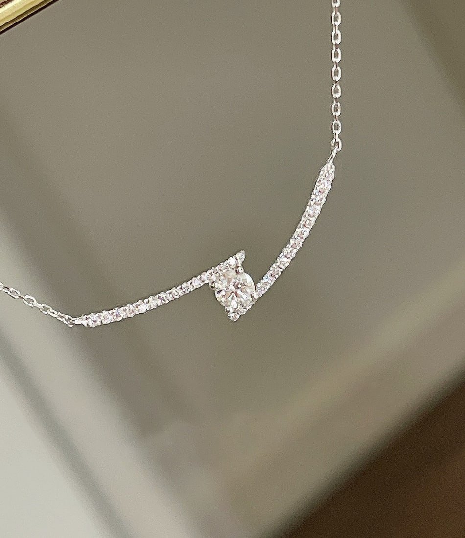 18k Gold Natural Diamond Necklace - 5