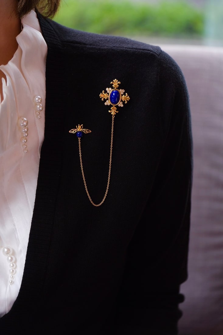 Sterling Silver Lapis Lazuli Brooch - 2