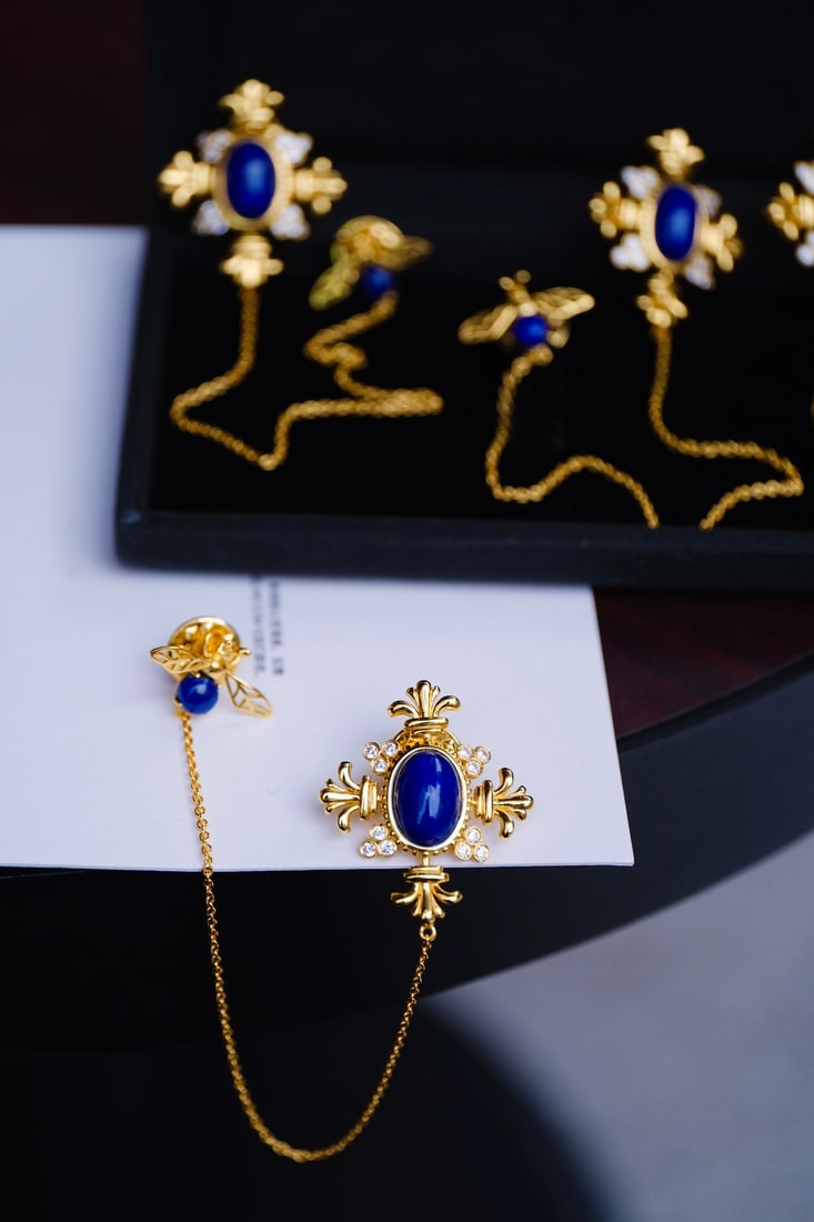 Sterling Silver Lapis Lazuli Brooch - 4