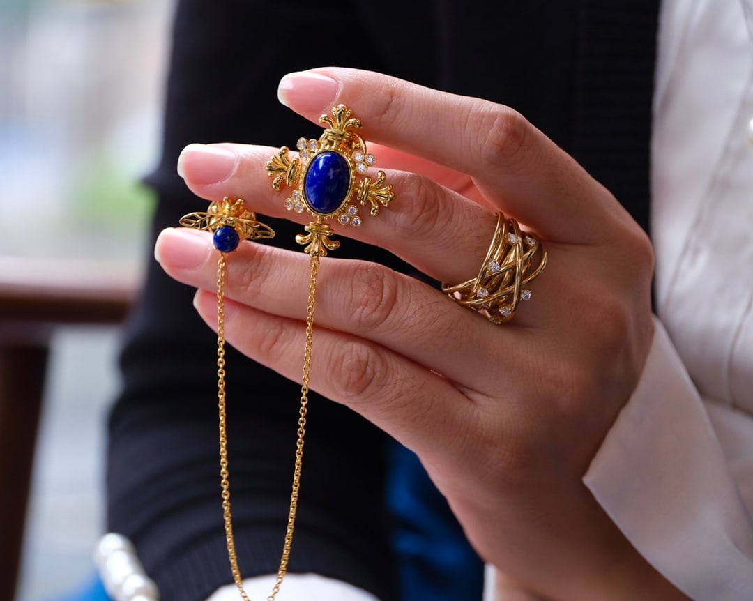 Sterling Silver Lapis Lazuli Brooch - 5