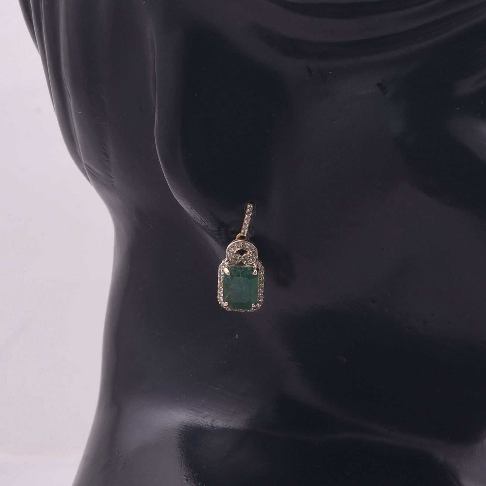 3.15 Ct Octagon Emerald 9K Gold Earrings - 2