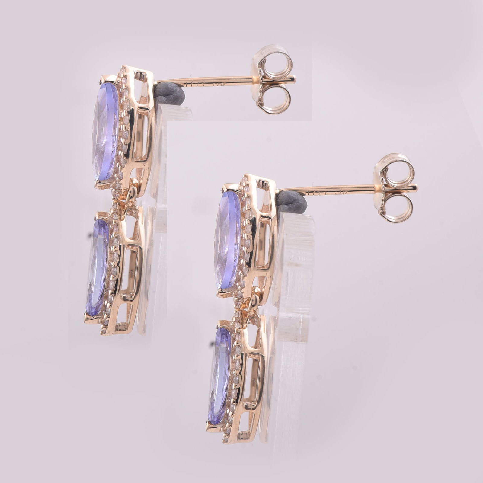 2.34 Ct Marquise Tanzanite 9K Gold Earrings - 3