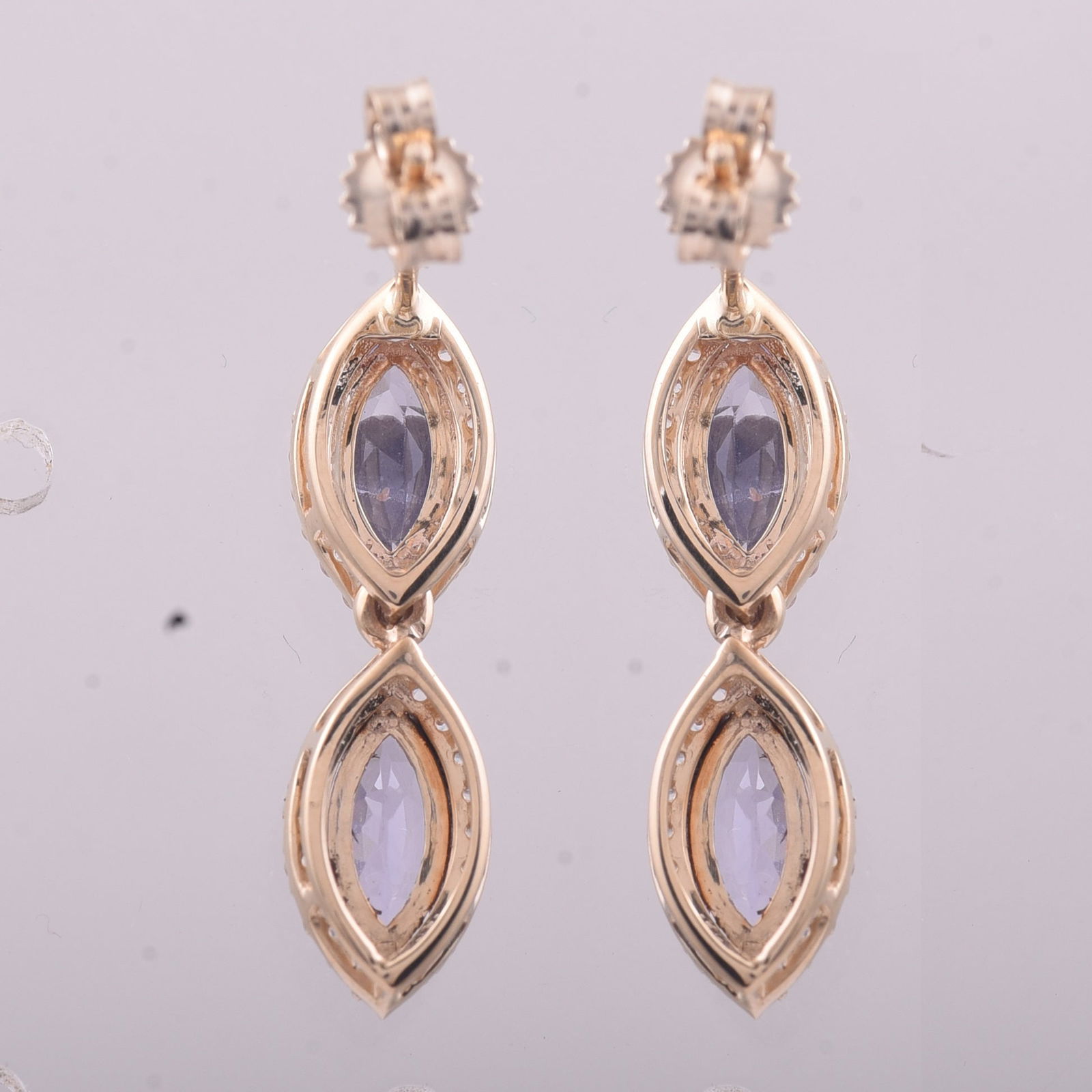 2.34 Ct Marquise Tanzanite 9K Gold Earrings - 4