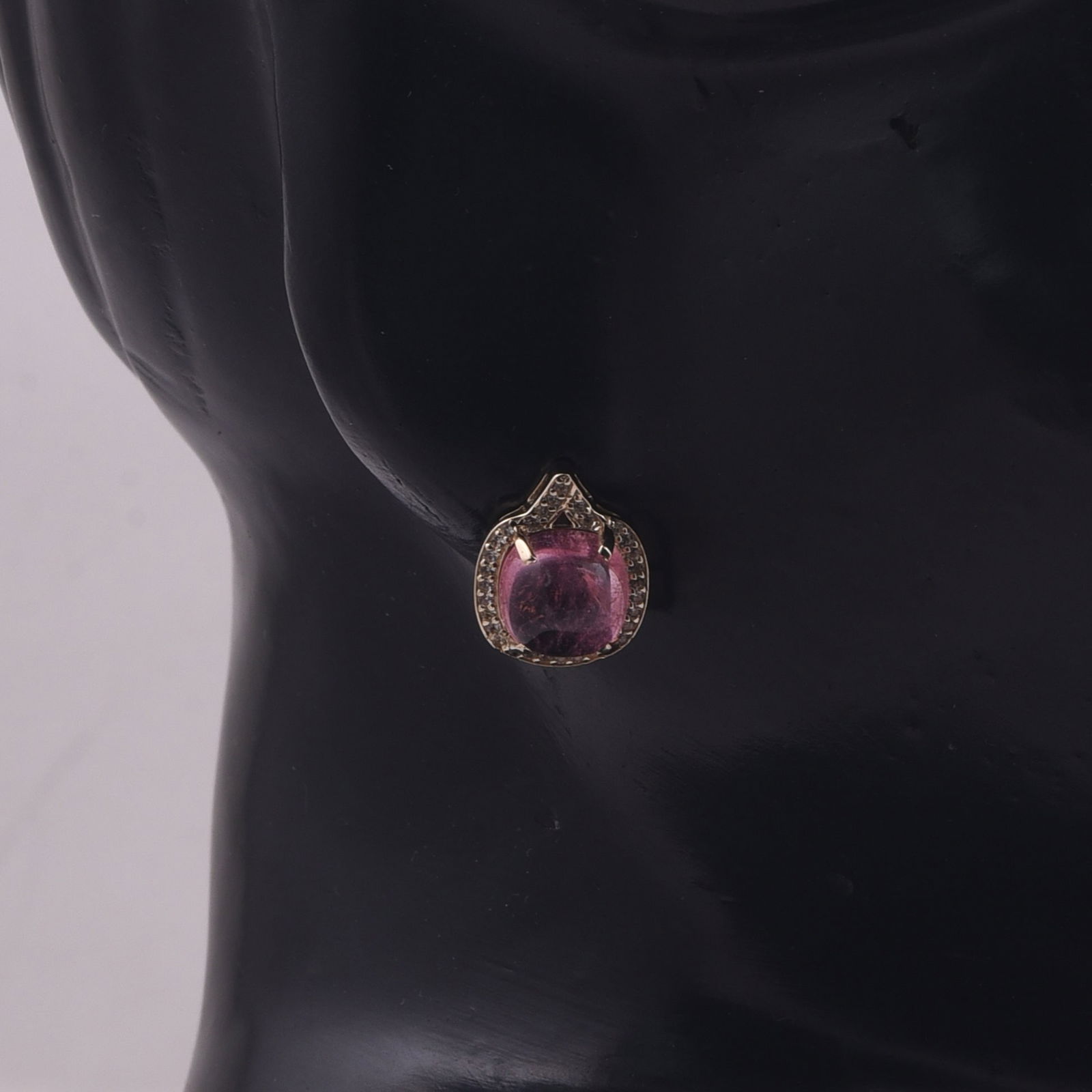 5.42 Ct Cushion Tourmaline 9K Gold Earrings - 2