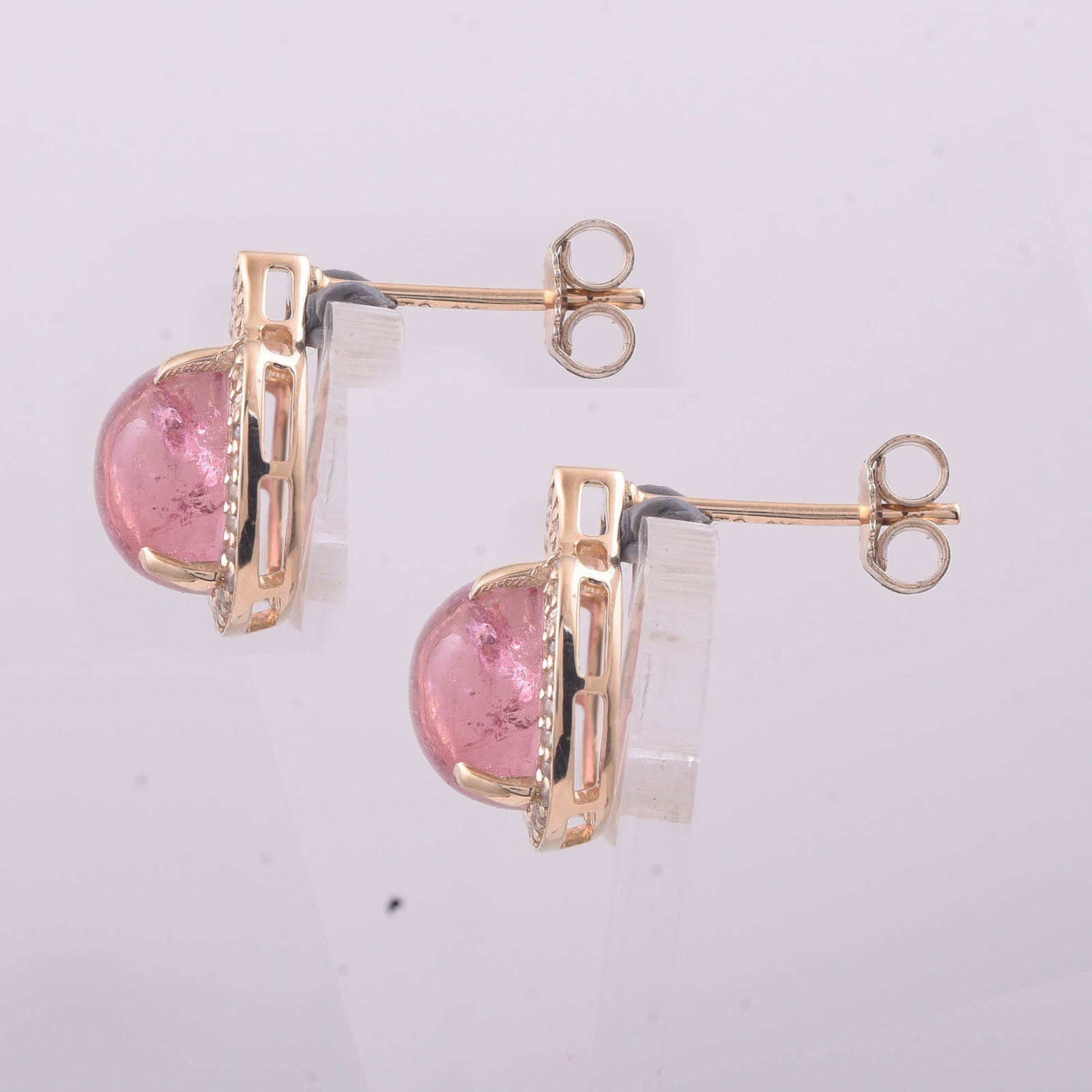 5.42 Ct Cushion Tourmaline 9K Gold Earrings - 3