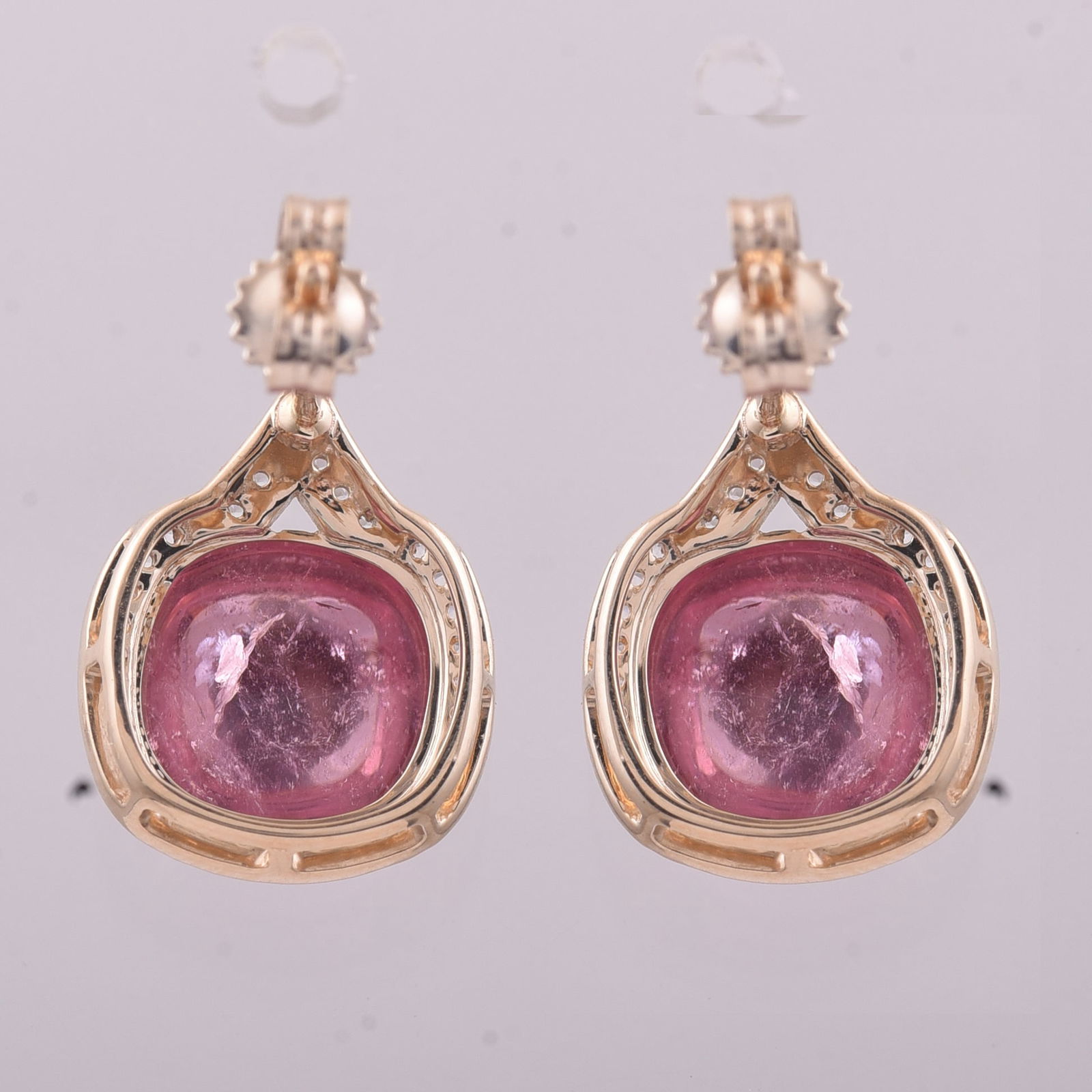 5.42 Ct Cushion Tourmaline 9K Gold Earrings - 4