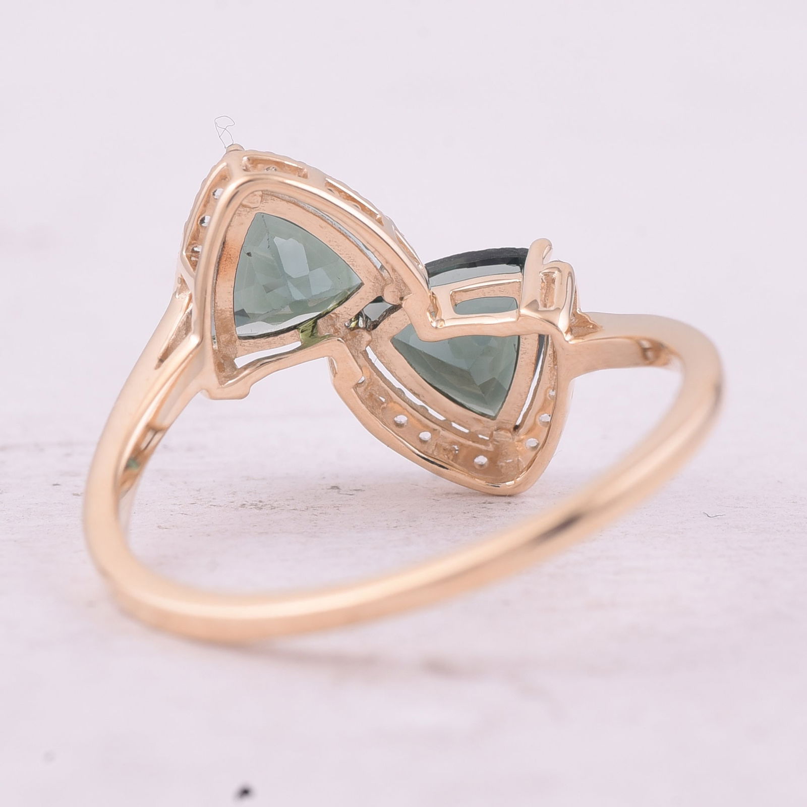 1.55 Ct Trillion Tourmaline 9K Gold Ring - 3