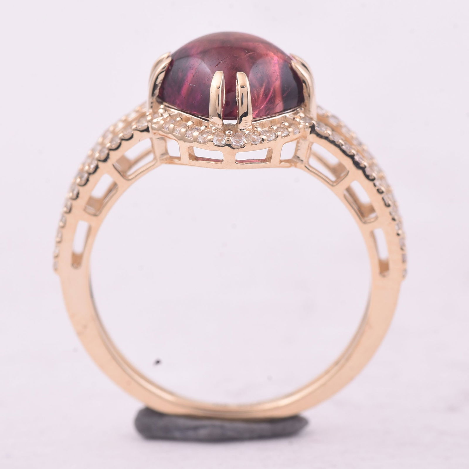 3.14 Ct Cushion Tourmaline 9K Gold Ring - 3