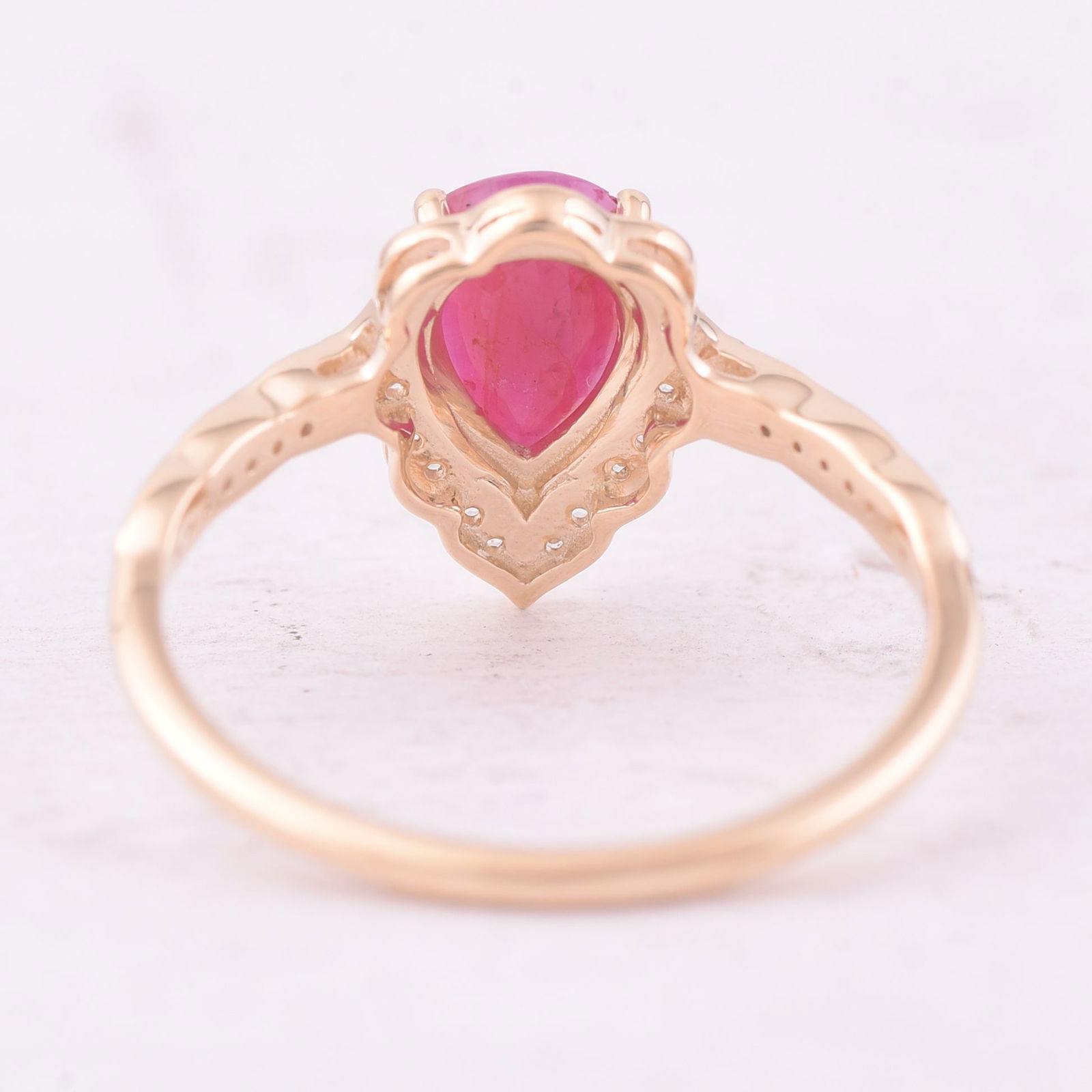1.25 Ct Pear Ruby 9K Gold Ring - 3