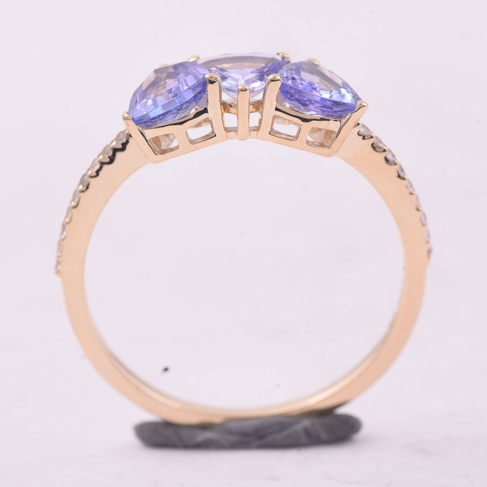1.13 Ct Trillion Tanzanite 9K Gold Ring - 4