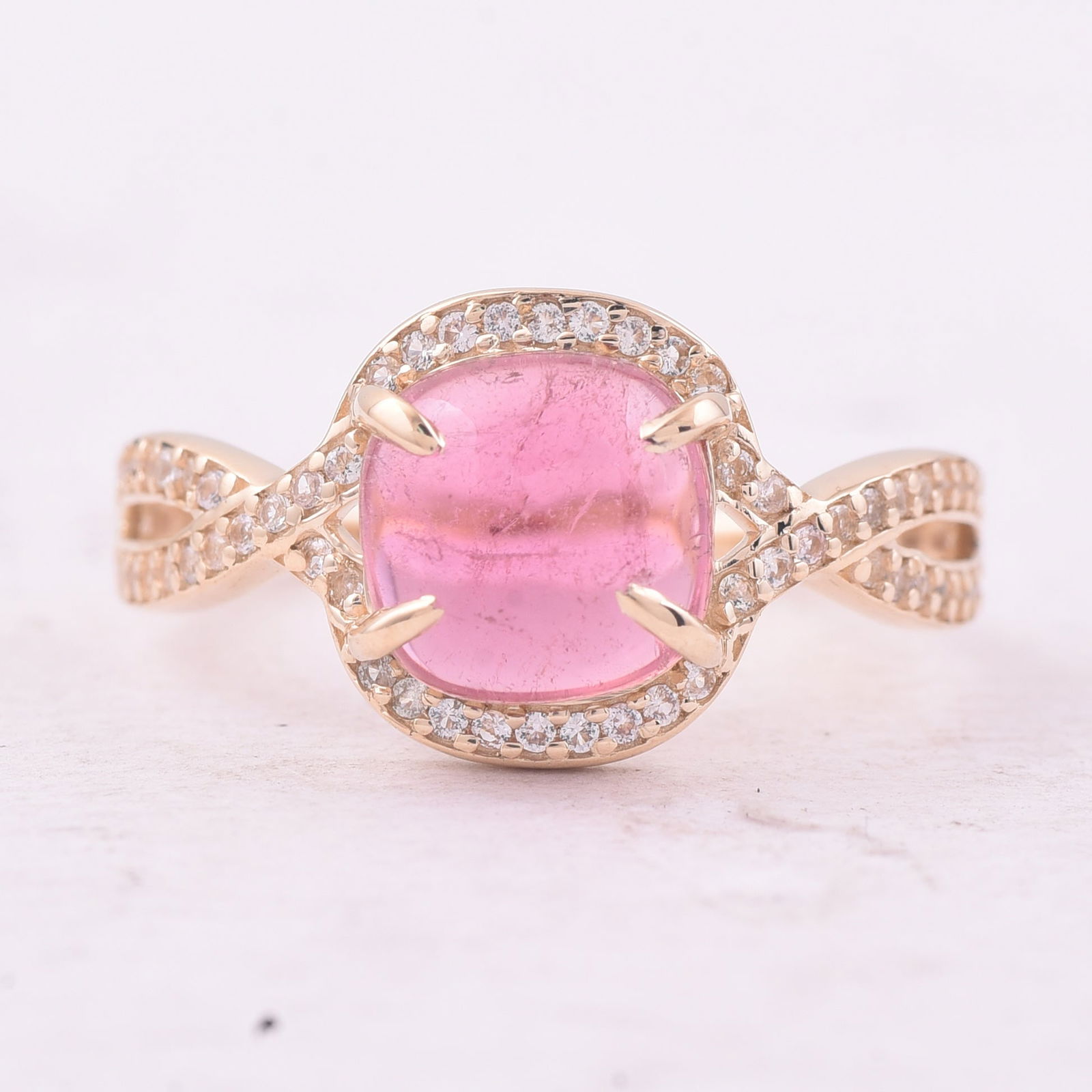 2.37 Ct Cushion Tourmaline 9K Gold Ring: 2.37 Total Carat Tourmaline 9K Gold Ring Specifications - Total Weight 2.175 g - Center Gemstone Tourmaline - Gemstone Carat Weight 2.11 Carats - Gemstone Measurements 8X8 mm - Additional Gemstones