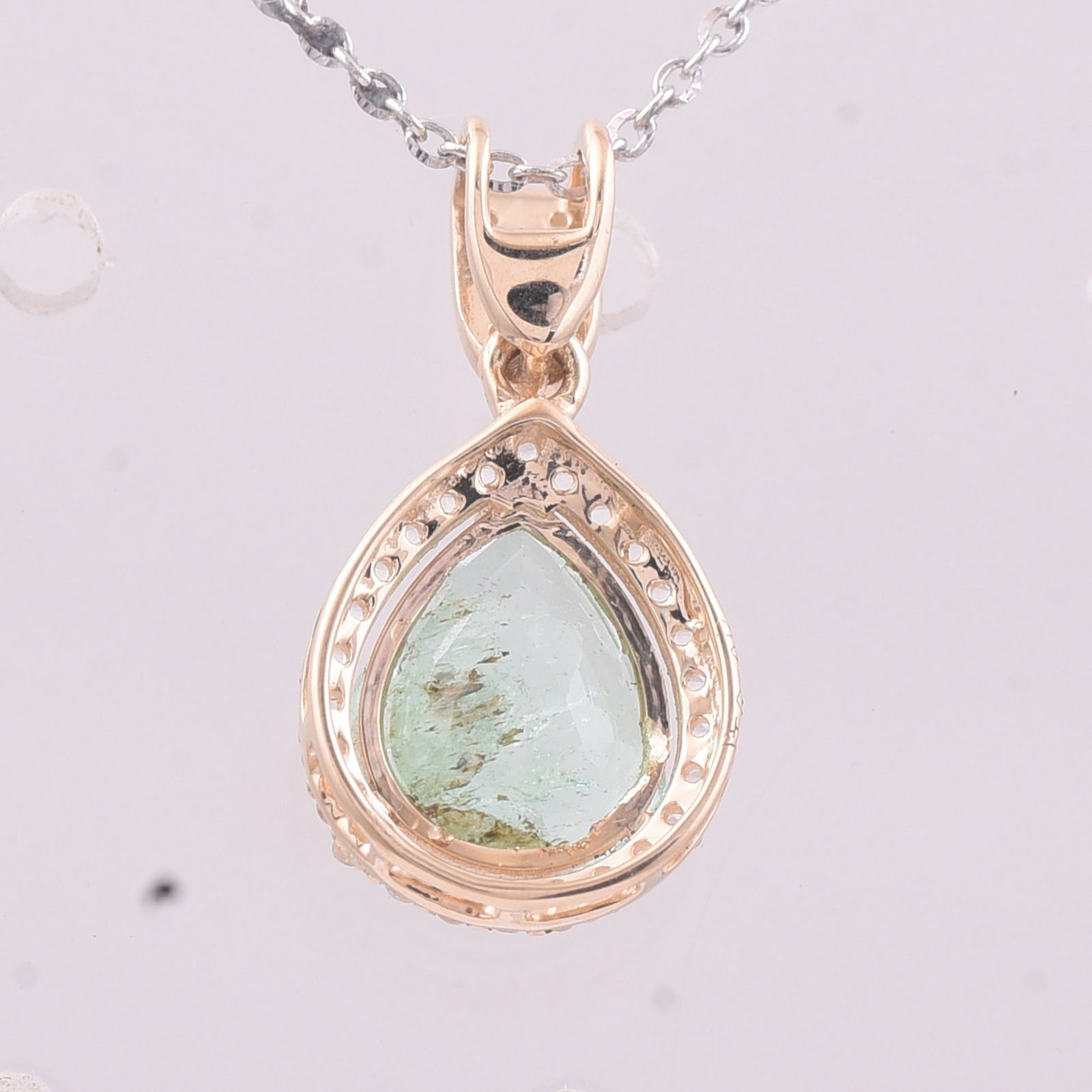 1.58 Ct Pear Emerald 9K Gold Pendant - 2