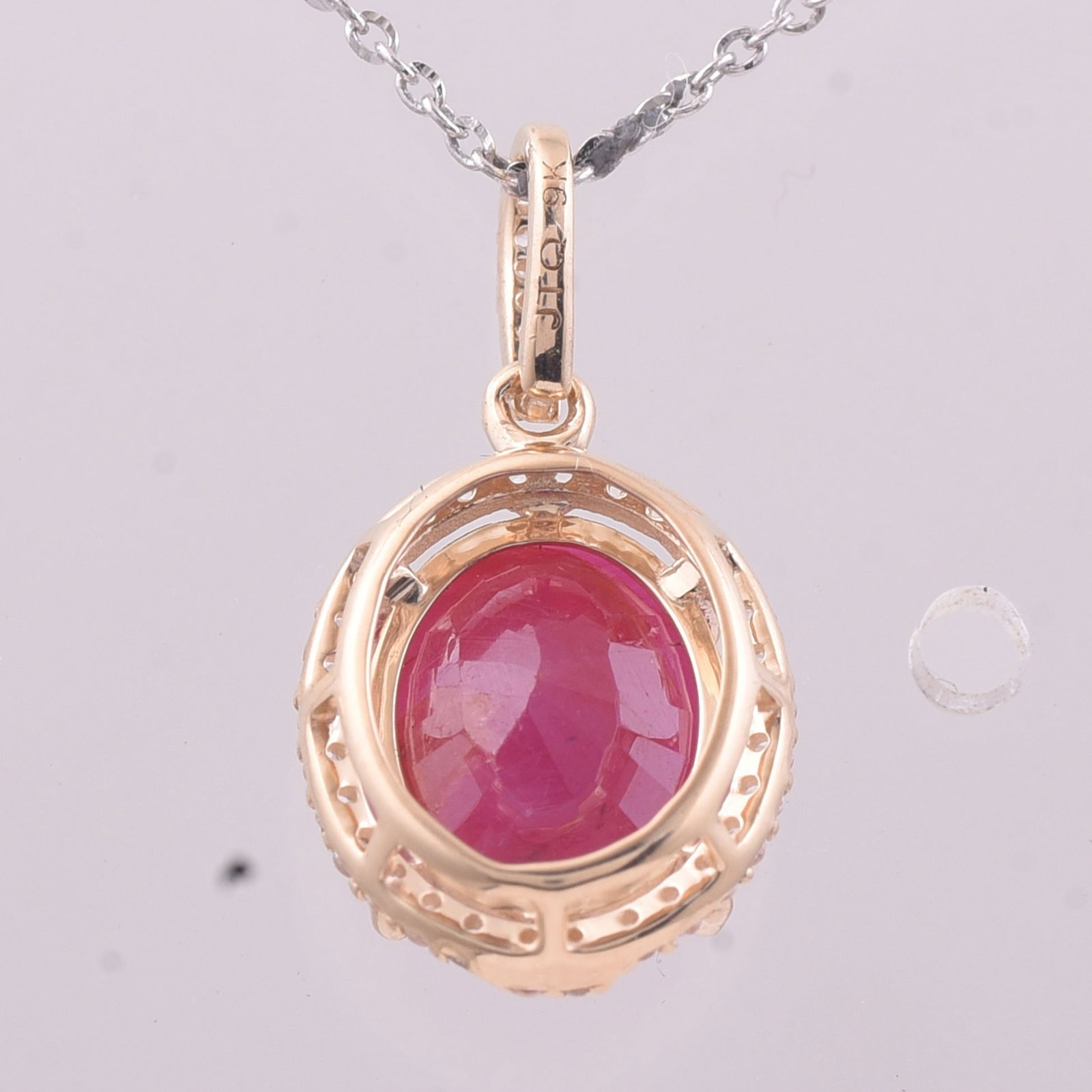 3.72 Ct Oval Ruby 9K Gold Pendant - 2
