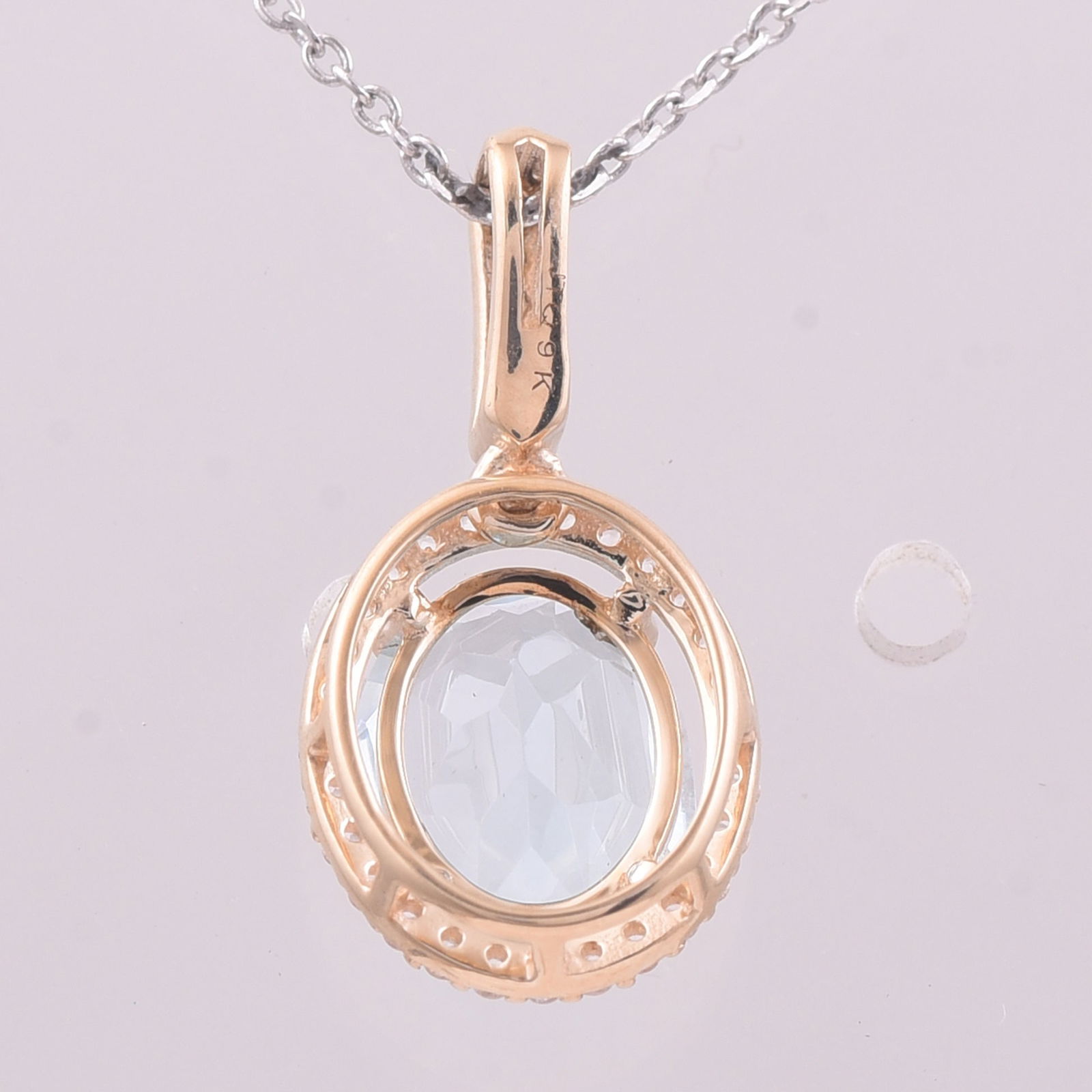 2.26 Ct Oval Blue Topaz 9K Gold Pendant - 2