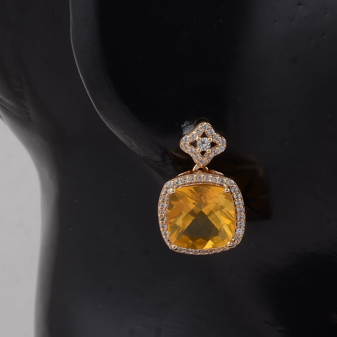 4.47 Ct Cushion B.R Fire Opal 9K Gold Earrings - 2