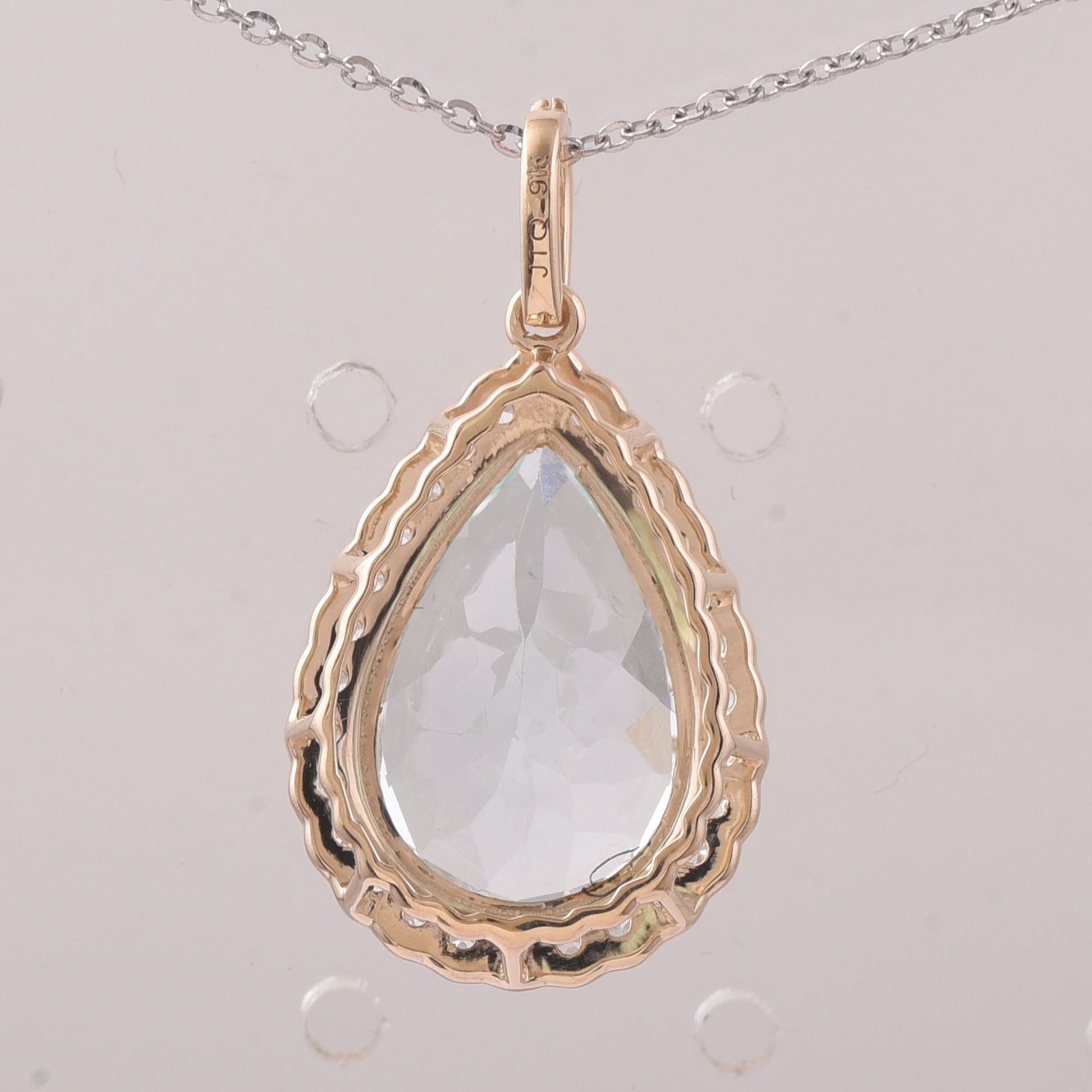 5.47 Ct Pear Aquamarine 9K Gold Pendant - 2