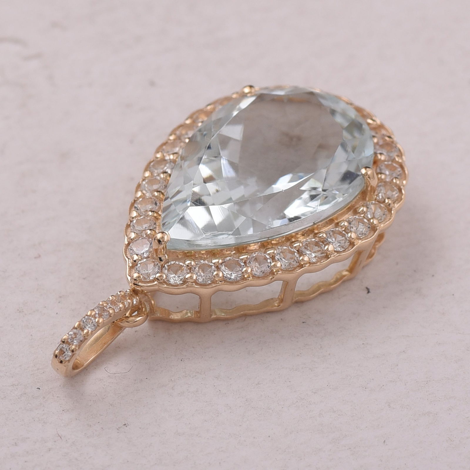 5.47 Ct Pear Aquamarine 9K Gold Pendant - 3