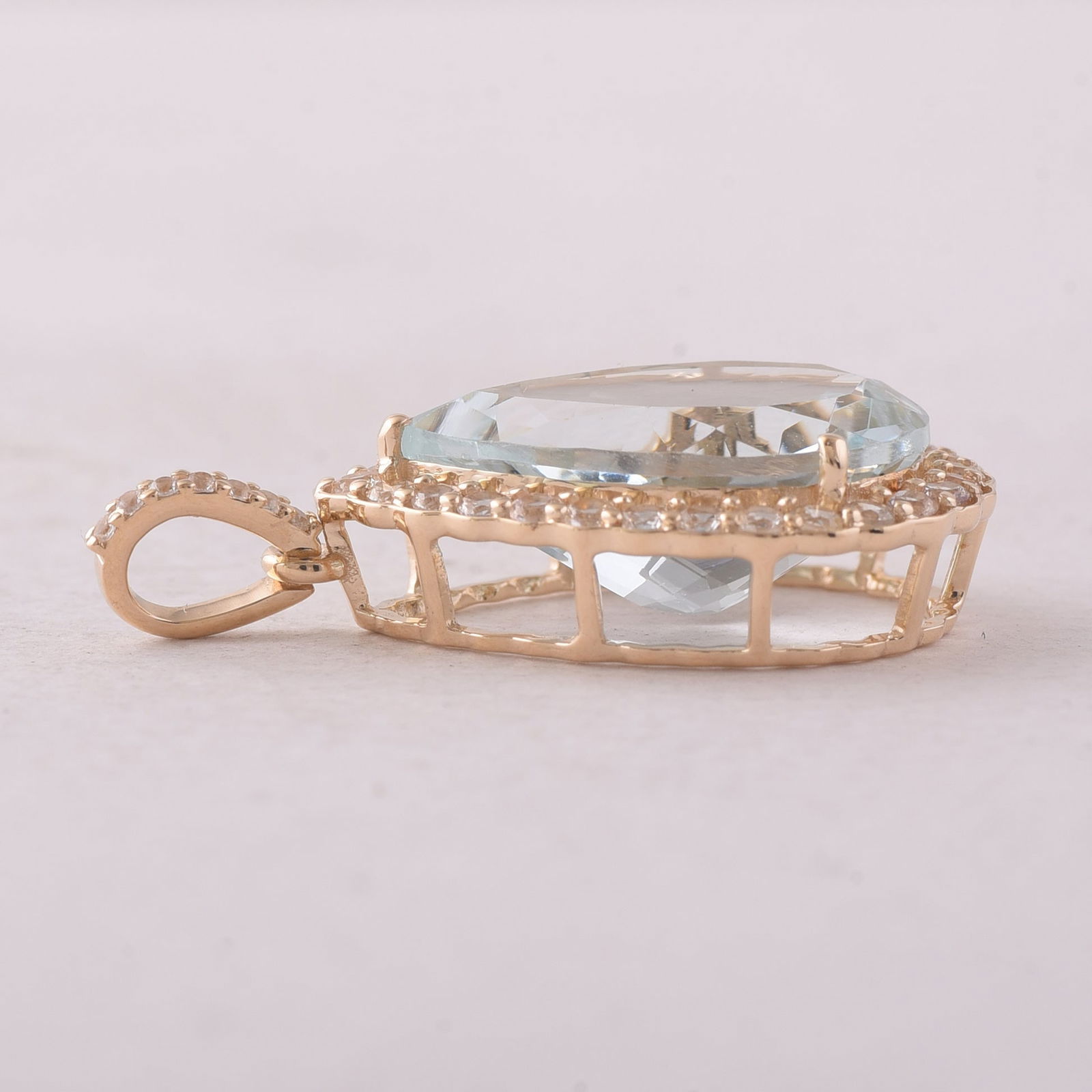 5.47 Ct Pear Aquamarine 9K Gold Pendant - 4