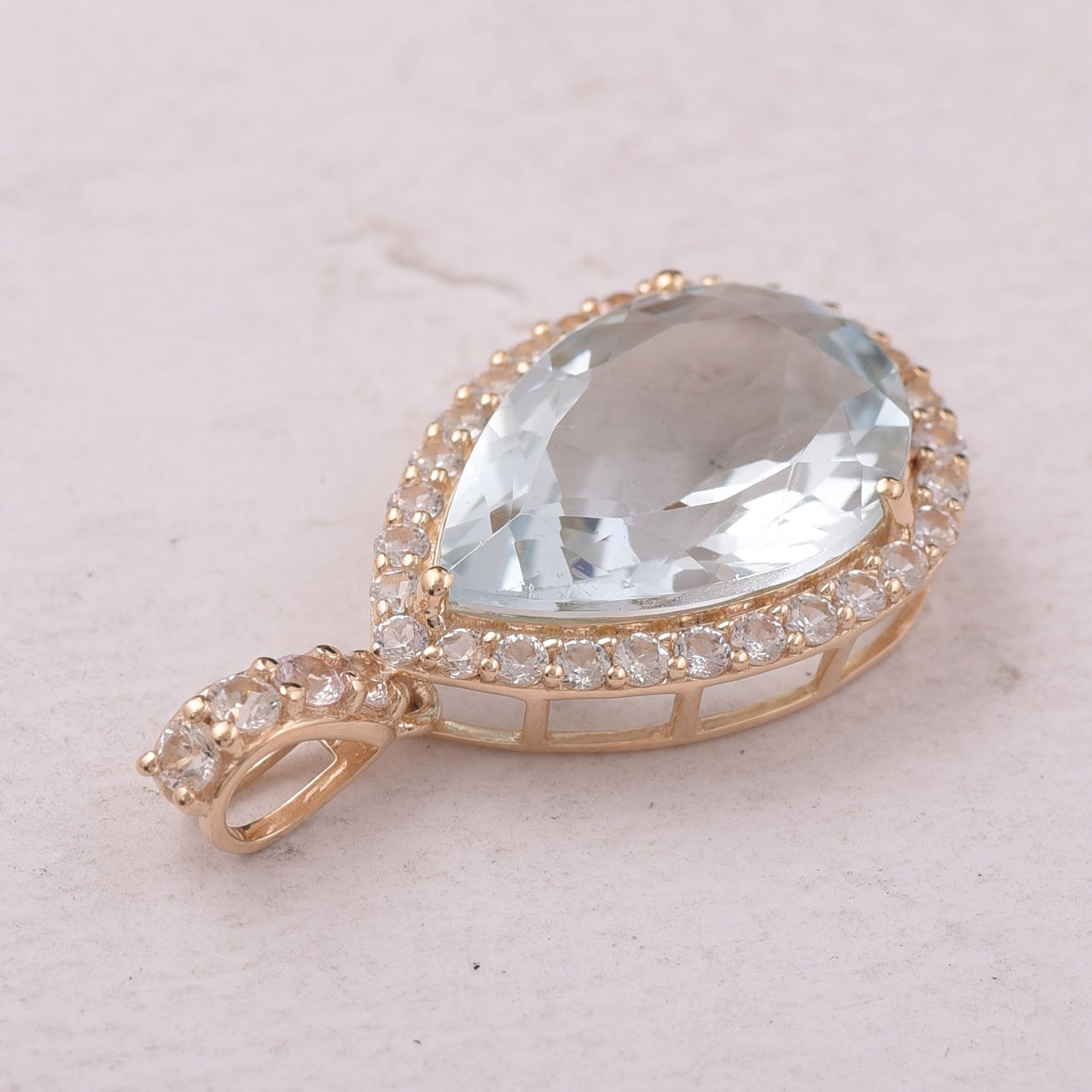 5.49 Ct Pear Aquamarine 9K Gold Pendant - 3