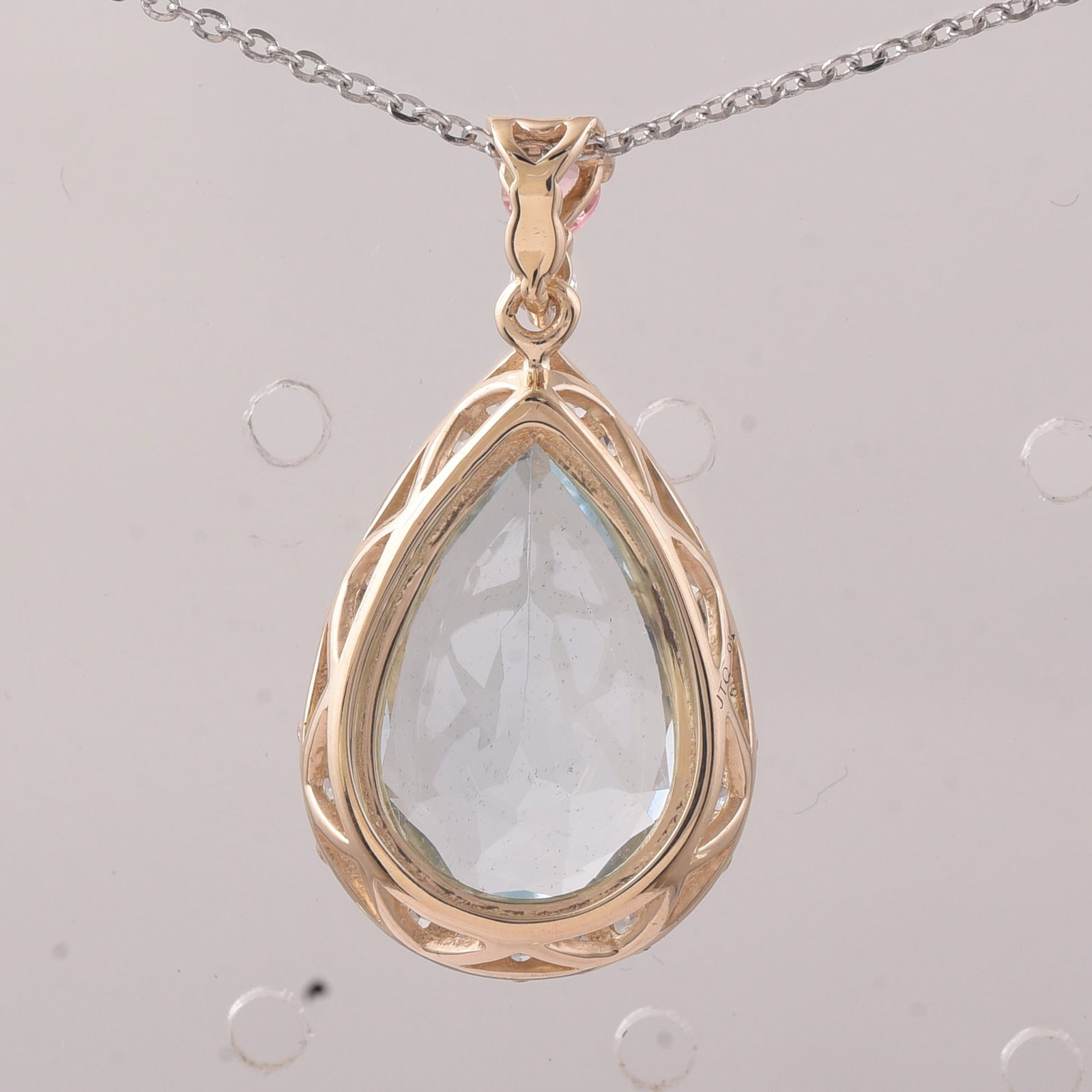 5.20 Ct Pear Aquamarine 9K Gold Pendant - 2
