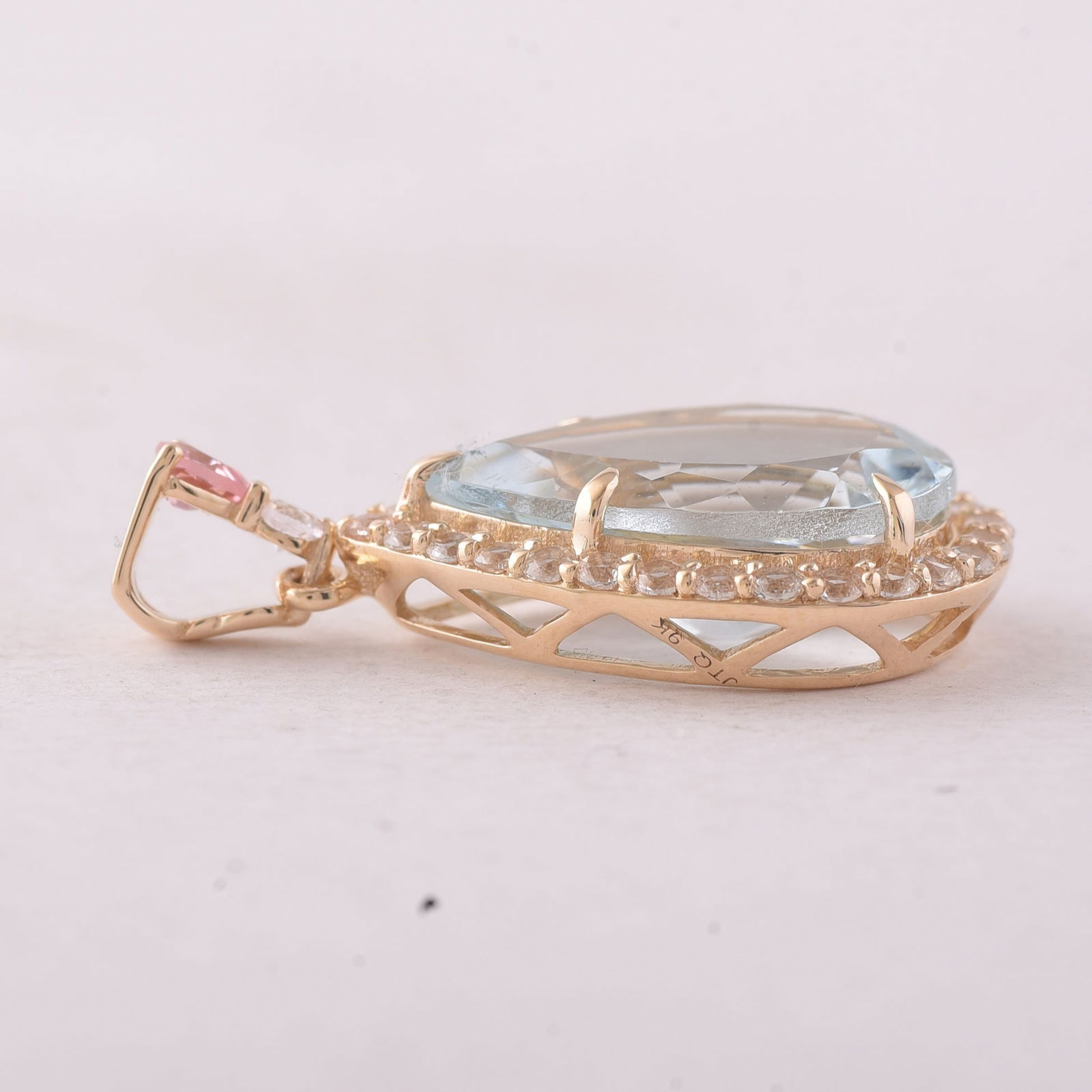 5.20 Ct Pear Aquamarine 9K Gold Pendant - 4