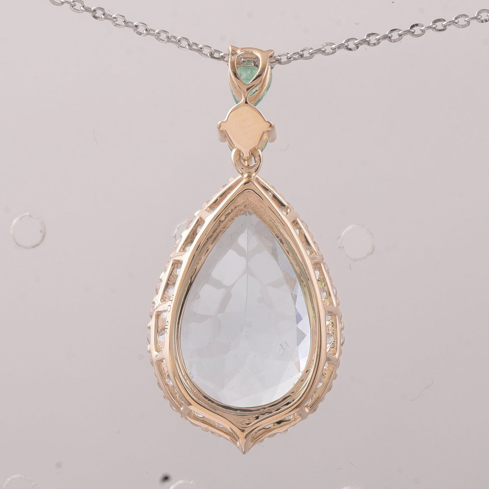 4.59 Ct Pear Aquamarine 9K Gold Pendant - 2