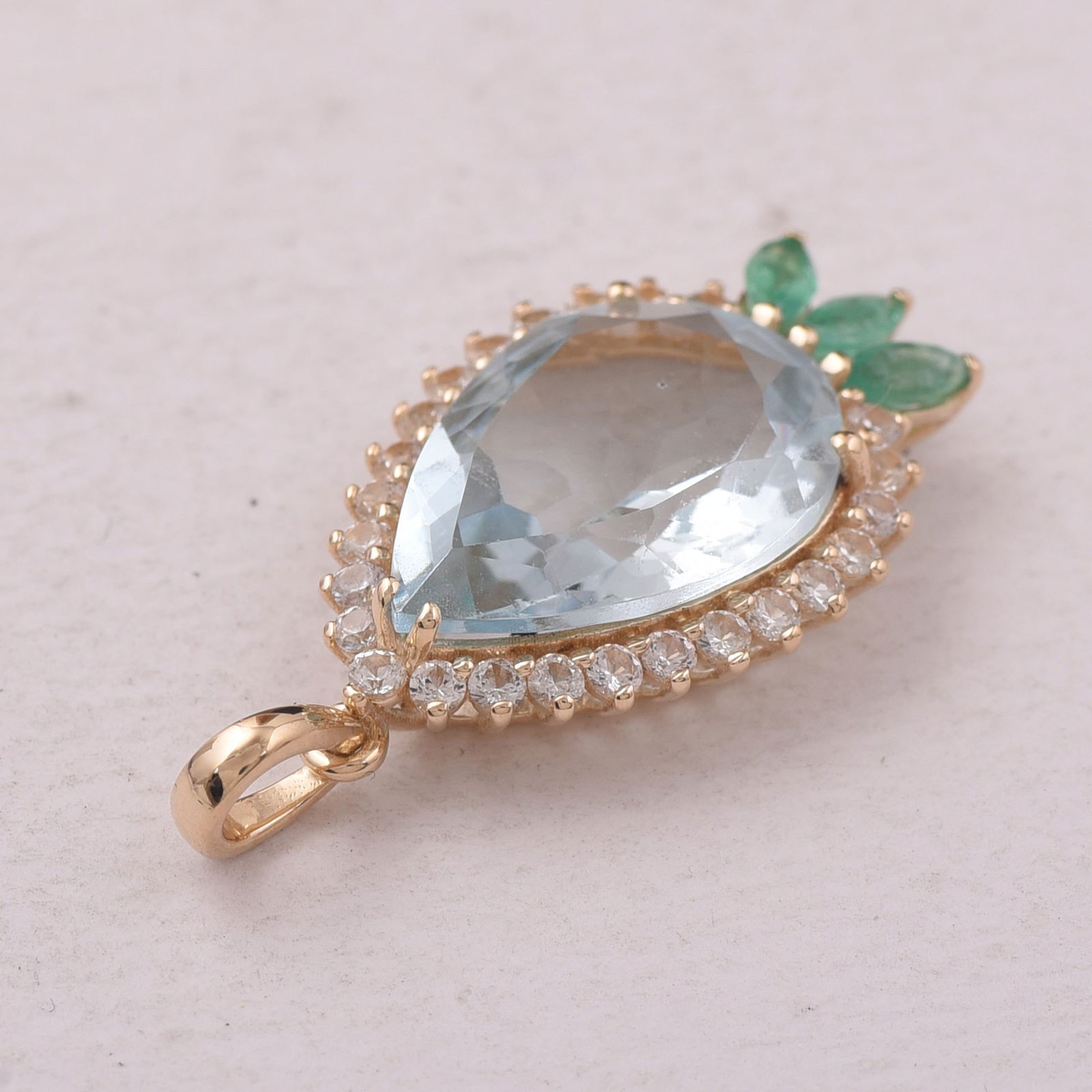 5.09 Ct Pear Aquamarine 9K Gold Pendant - 4