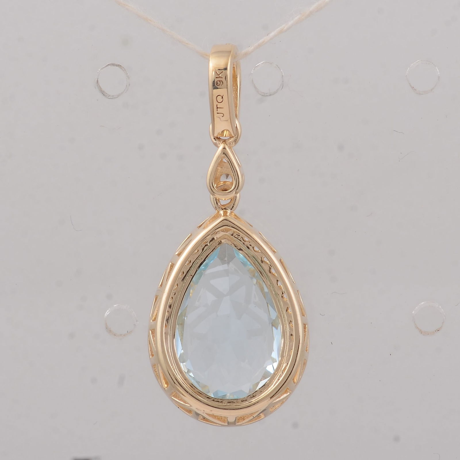 3.74 Ct Pear Aquamarine 9K Gold Pendant - 2