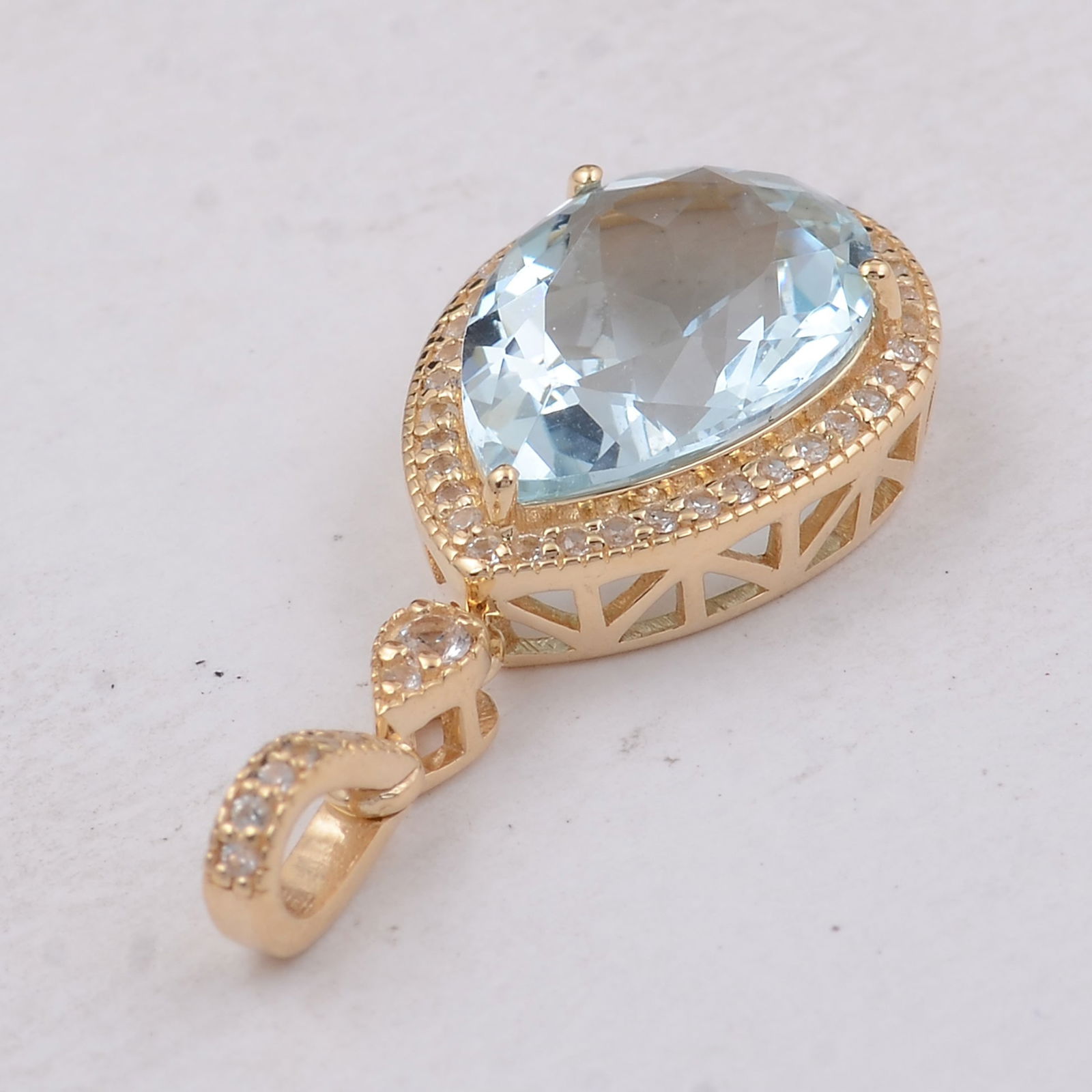 3.74 Ct Pear Aquamarine 9K Gold Pendant - 4