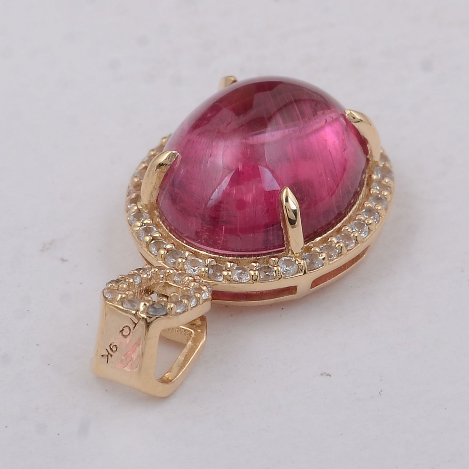 4.08 Ct Oval Tourmaline 9K Gold Pendant - 4