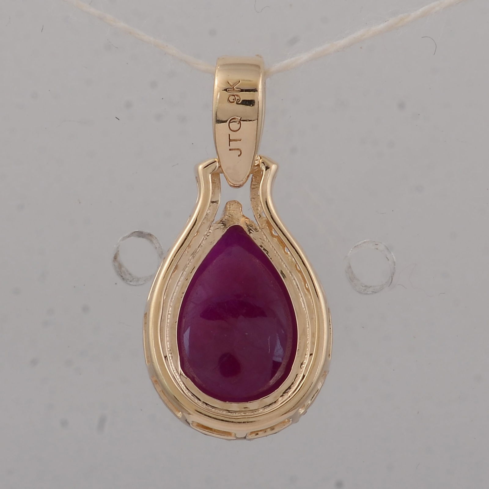 3.85 Ct Pear Ruby 9K Gold Pendant - 2