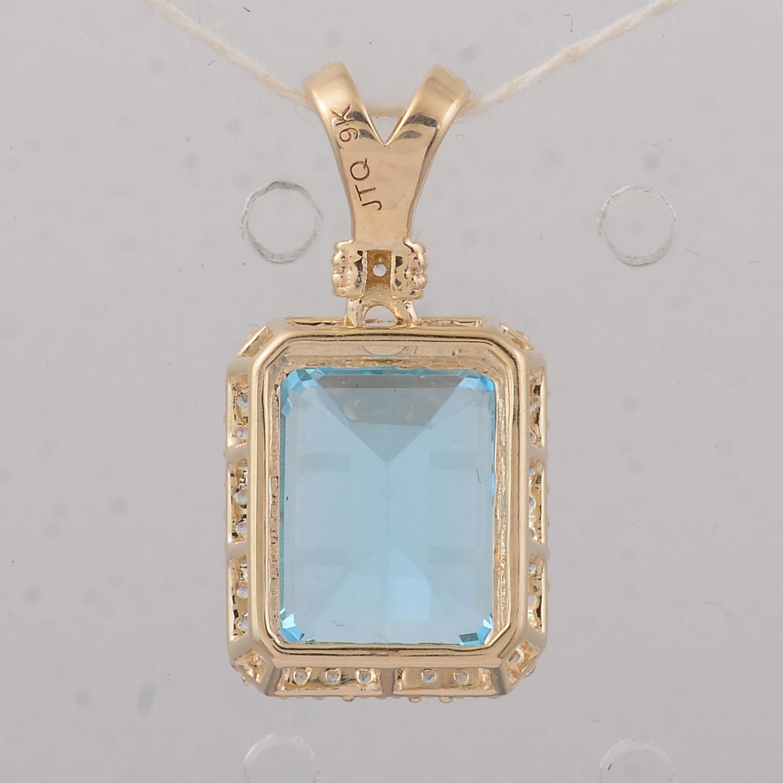 4.25 Ct Octagon Blue Topaz 9K Gold Pendant - 2