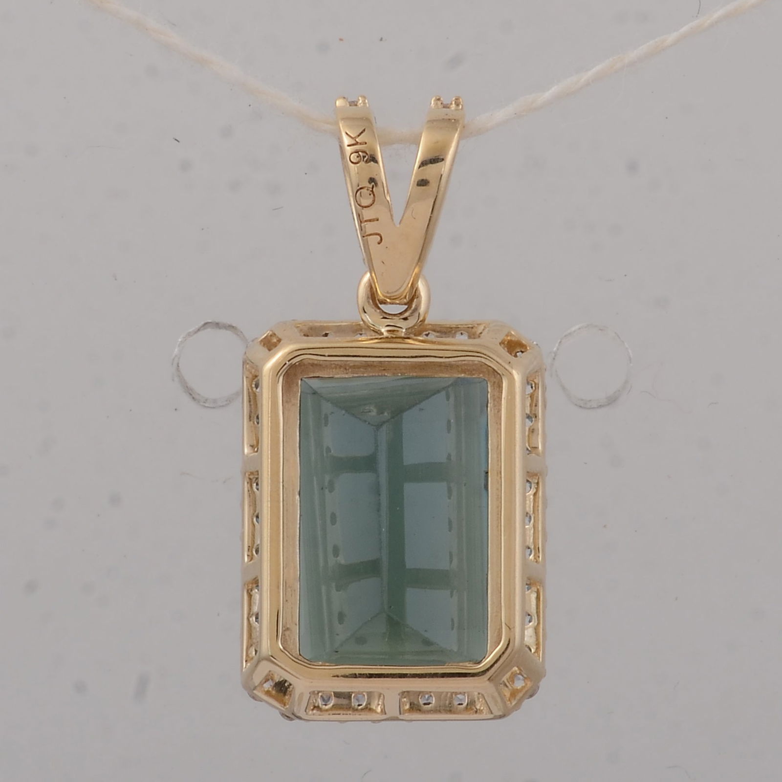 3.19 Ct Octagon Tourmaline 9K Gold Pendant - 2