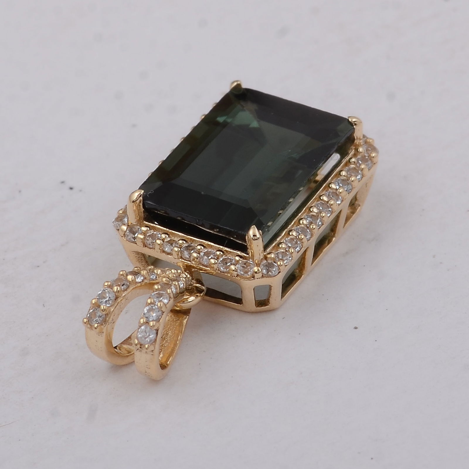3.19 Ct Octagon Tourmaline 9K Gold Pendant - 3