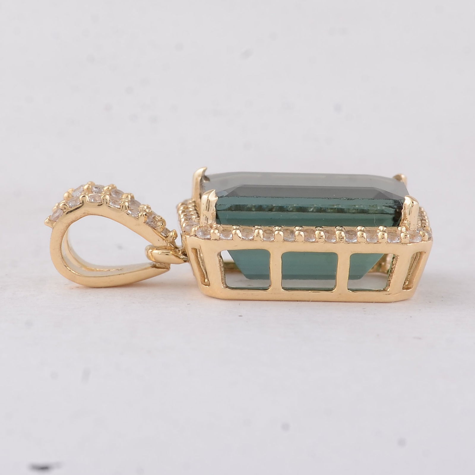 3.19 Ct Octagon Tourmaline 9K Gold Pendant - 4