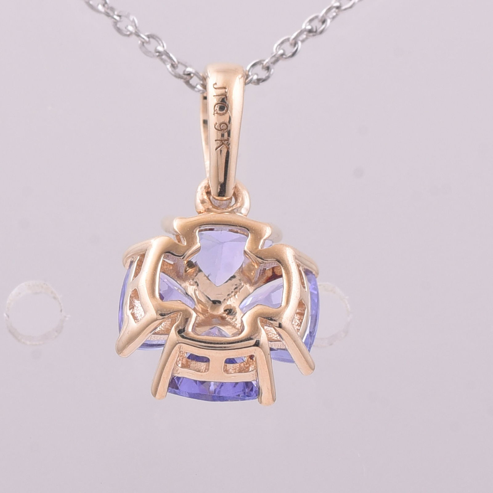 0.88 Ct Trillion Tanzanite 9K Gold Pendant - 2