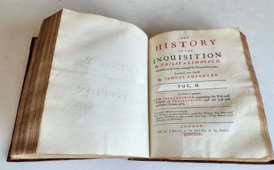 1731 HISTORY of INQUISITION in ENGLISH by Limborch antique ILLUSTRATED - 3