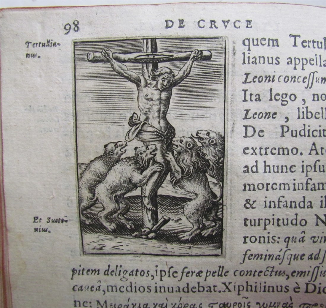 1602 DE CRUCE LIBRI TRES by Justus LIPSIUS antique ILLUSTRATED w/ 19 WOODCUTS - 12