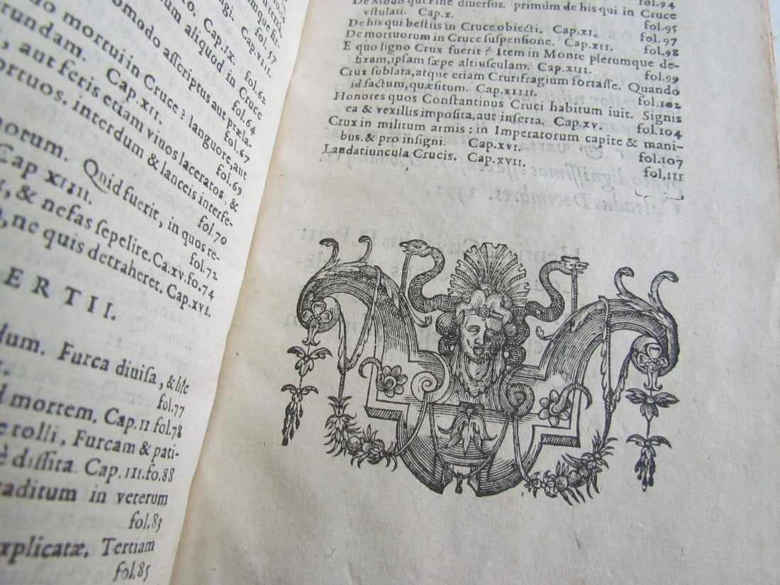 1602 DE CRUCE LIBRI TRES by Justus LIPSIUS antique ILLUSTRATED w/ 19 WOODCUTS - 19