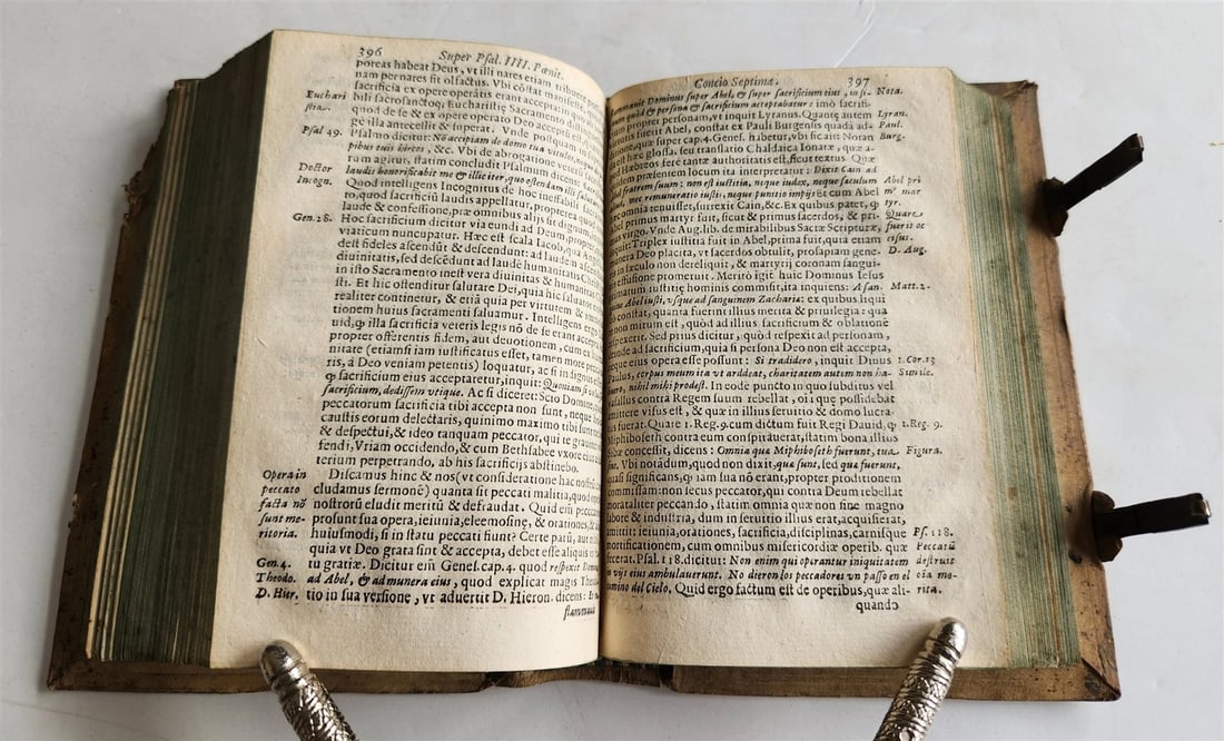 1604 SERMONES by DIDACUS antique BLIND TOOLED PIGSKIN BINDING w/ CLASPS - 10