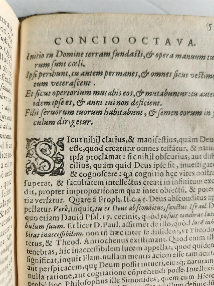 1604 SERMONES by DIDACUS antique BLIND TOOLED PIGSKIN BINDING w/ CLASPS - 11